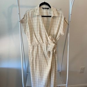 Zara Cream Mid-Length Wrap Dress